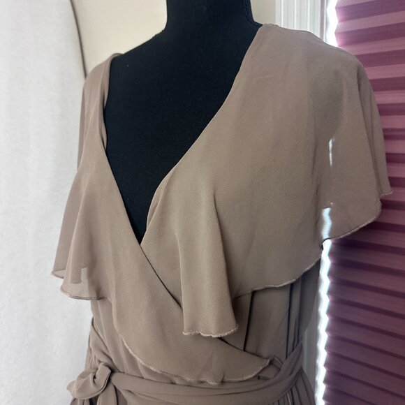 Show Me Your Mumu dress sz 2X Jess Ruffle faux wrap flutter sleeve brown maxi - Picture 3 of 7
